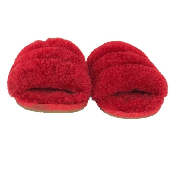 Ugg Red Fluff Yeah Slides Sandals Size 9 - Picture 5 of 14